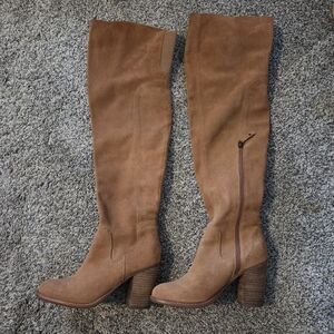 Kelsi Dagger Over The Knee Suede Women's Tan Boots Sz 8